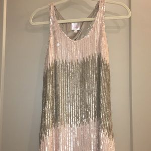 Sequin tan and pale pink dress